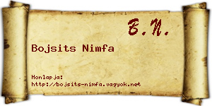 Bojsits Nimfa névjegykártya